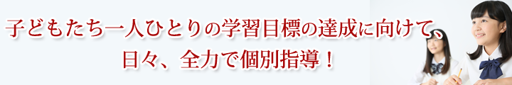 子どもたち一人ひとりの学習目標の達成に向けて、日々、全力で個別指導!